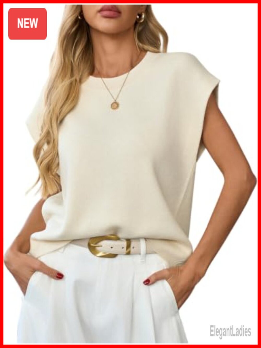 Womens Sweater Vest Cap Sleeve Business Casual Knit Top